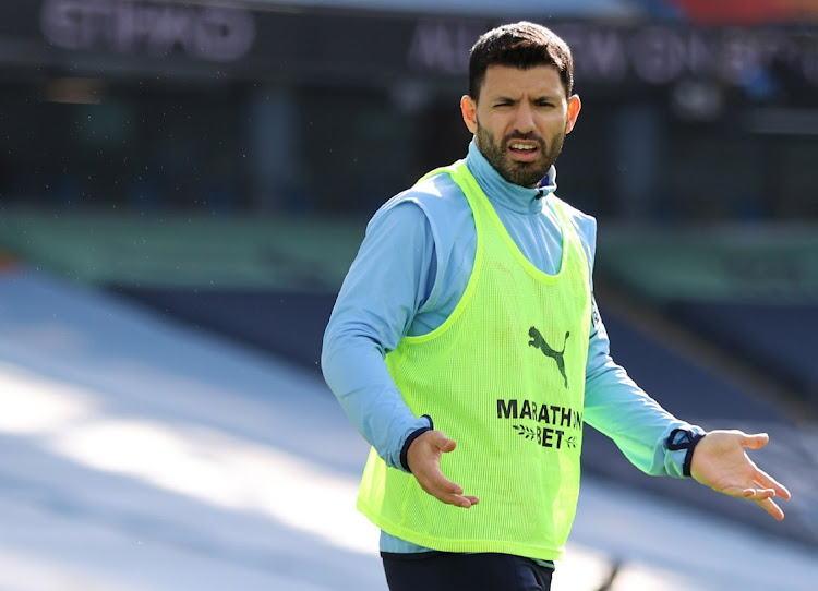 Manchester City's Sergio Aguero ahead of the Premier League match against West Ham at Etihad Stadium, Manchester on February 27, 2021