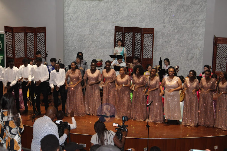 UoN Confucius institute choir performs during the diversity, beauty and harmony traditional Chinese musical instrument performance at the University of Nairobi main campus on April 18, 2024