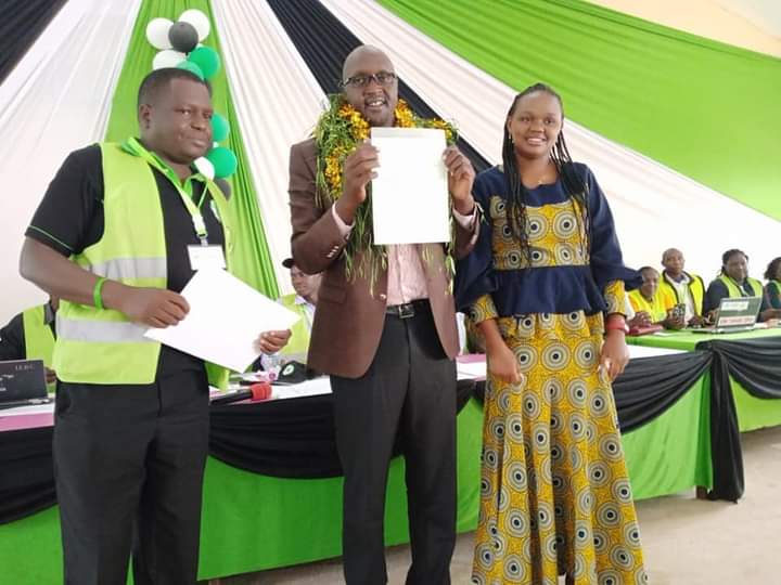 Winner of Kesses MP seat Julius Rutto after receiving his certificate from IEBC. He defeated outgoing MP Dr Swarup Mishra