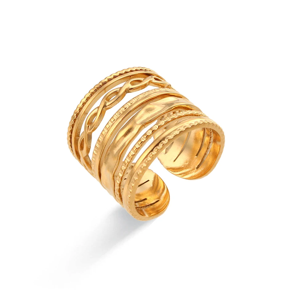 Bague ajourée de mode, ornement en anneau tissé en alliage