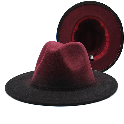 Title 6, New Wide Brim Woolen Thick Gradient Two-color T...