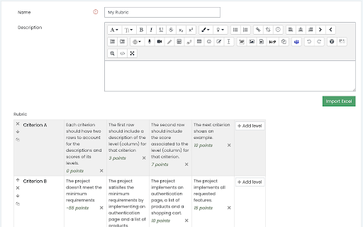 Moodle Rubric Importer