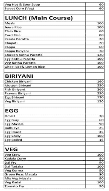 For Food Lovers menu 