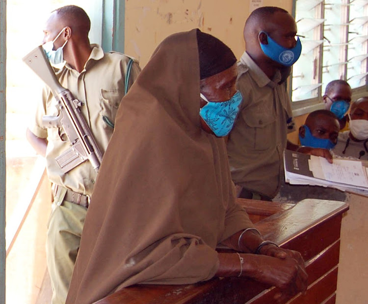 Isinino Shangale Ali, 81, in the dock in a Garissa court.