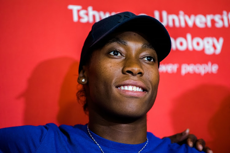 South African athlete Caster Semenya during a welcome back event for Tshwane University of Technology (TUT) athletes who participated in the Common Wealth Games on April 24, 2018 in Pretoria, South Africa. During the event, Semenya was announced as TUT’s ambassador, signing a year-long agreement that will be up for review annually.