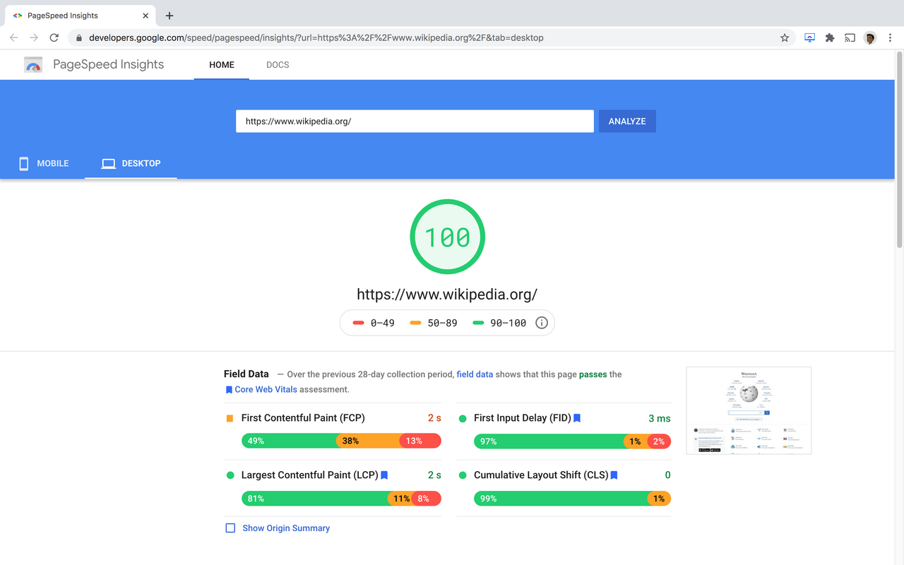 Google PageSpeed Insights API Extension Preview image 4