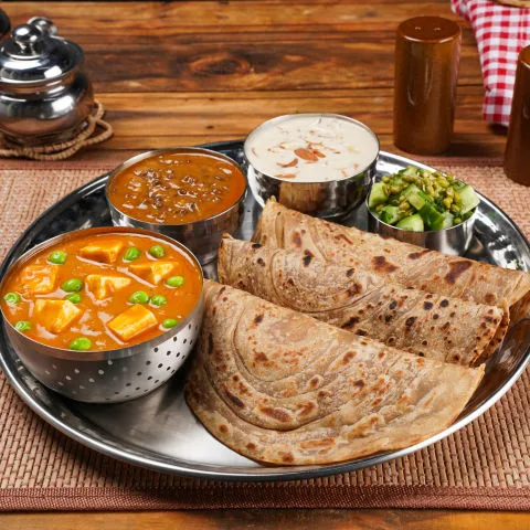 Matar Paneer Paratha Executive Thali