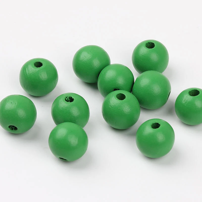 Cuentas de madera pintadas ecológicas de 16MM para manualidades creativas y joyería sostenible. Ideales para proyectos DIY.
