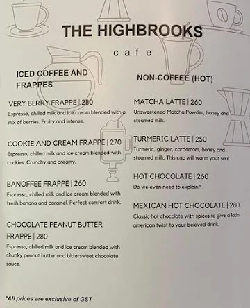 The Highbrooks Cafe menu 