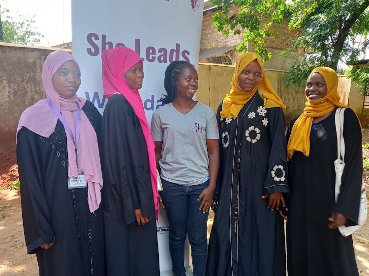 Beneficiares Mwanaisha Omar, Mwanahalima Mohammed and Naya programme associate Ndinya Esther in Matuga, Kwale county on June 22, 2023.