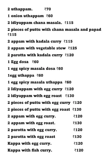 Taste Of Kerala menu 