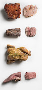 From top to bottom: Pick n Pay gammon, fillet, stuffed chicken and pickled tongue.