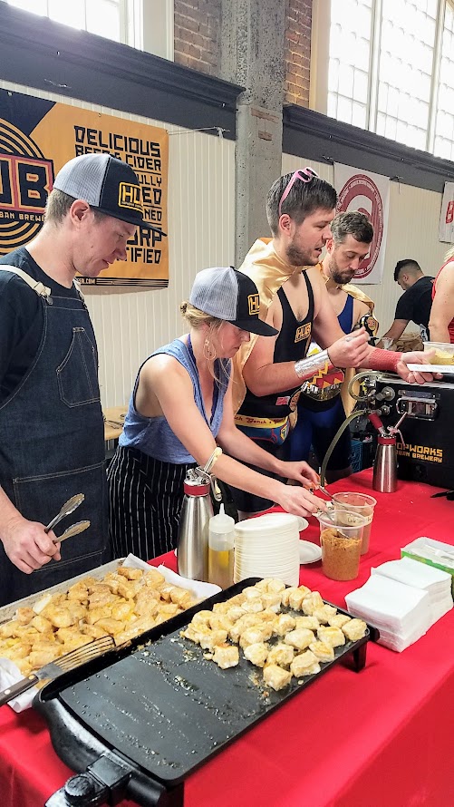 Snackdown 2017 for PDX Beer Week, a food and beer pairing event with a wrestling theme offering 10 Portland chef and 10 Oregon brewers working together