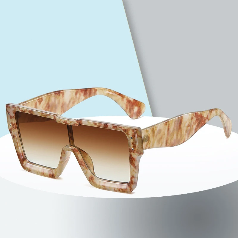 Dames de mode une pièce à grande monture européenne et américaine avec lunettes de soleil à monture carrée