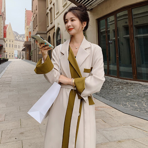 Title 5, Womens fake two-piece mid-length windbreaker j...