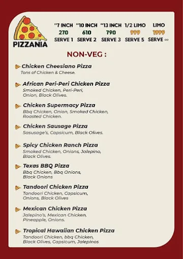 Pizza 99 menu 