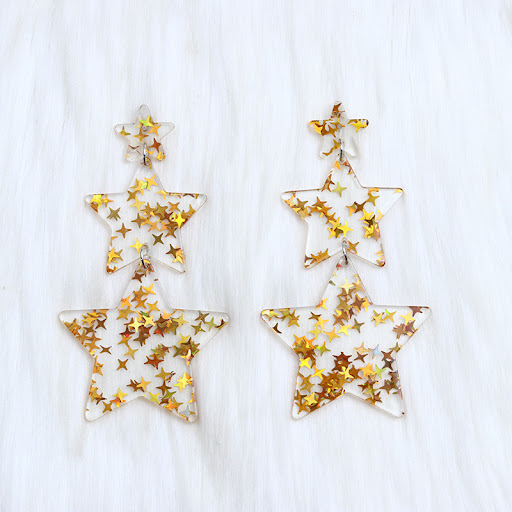 Title 4, Color Pentagram Acrylic Earrings for Women, a s...
