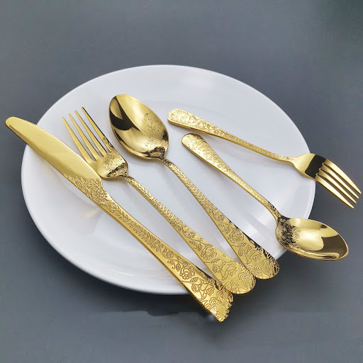 Title 5, Stainless Steel Western Tableware 5-Piece Set K...