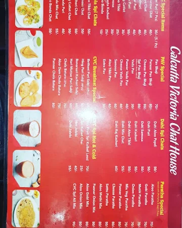 Calcutta Victoria Chat House menu 