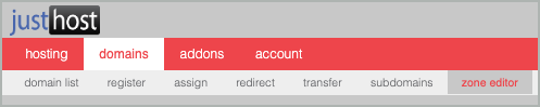The Domains tab and the Zone Editor sub-tab are both open.