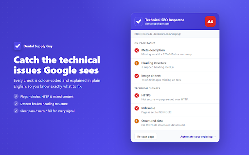 Technical & On-Page SEO Inspector by Dental Supply Guy screenshot 2