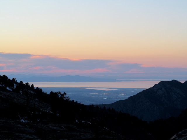 Pink clouds across the Great Salt Lake