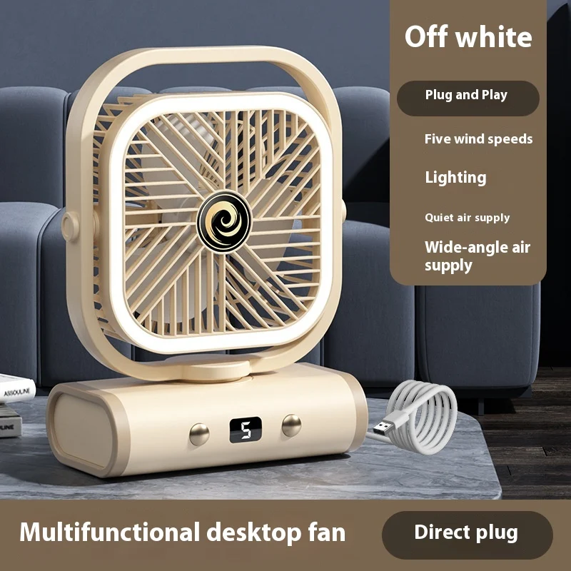 Mini Ventilateur de Bureau à Tête Oscillante Rechargeable et Durable Ventilateur Portable Idéal pour Rester au Frais