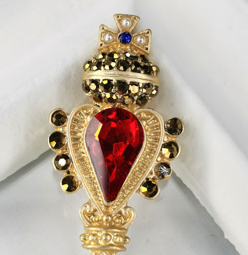 Title 4, Matte Gold Crown Cross Small Pin Women Add a to...