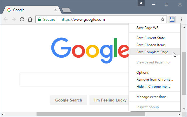 Save Page WE chrome extension