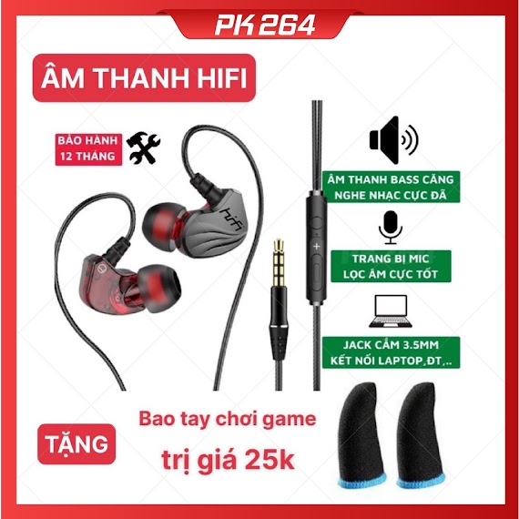 Tai Nghe Nhét Tai Hifi S2000 Pro Super Bass Chống Ồn Cực Tốt, Âm Thanh Khủng, Chơi Game Ngon