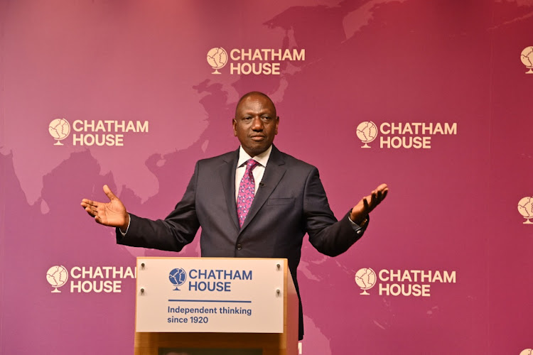 Deputy President William Samoei Ruto during the meeting with scholars, researchers and Kenyans in diaspora in Chatham House London on Monday, March 7,2022.