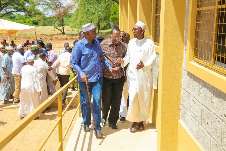 Defence CS Adan Duale during the commissioning of the ultra-modern Young Muslim Girls' Secondary School in Garissa county on Saturday January 21, 2023