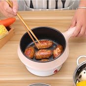 Nồi Lẩu 2 Tầng Mini Kiêm Chảo Điện Và Nồi Hấp Đa Năng Có Tay Cầm Dài