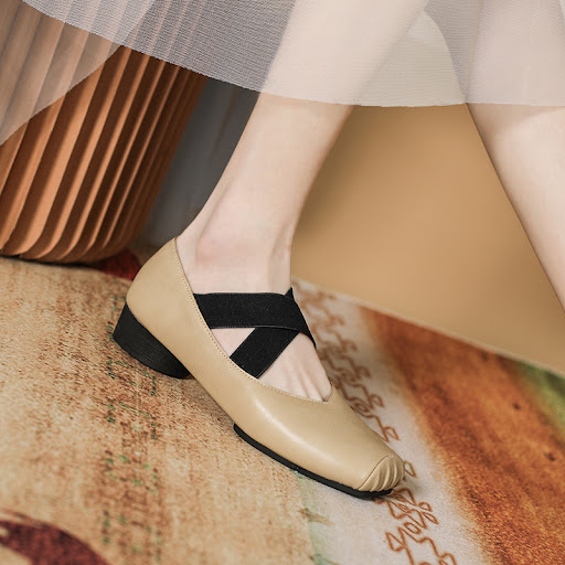 Title 12, Womens Mary Jane Chunky Heel Lace-up Ballet Fl...