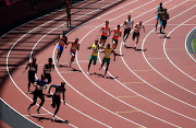 SA's Chederick van Wyk stands motionless after his team had crashed out at the first handover in the 4x100m relay heats at the Tokyo Olympics.