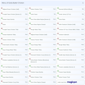 Goila Butter Chicken menu 