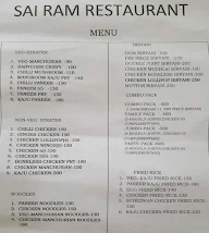 Sai Ram Restaurant menu 1