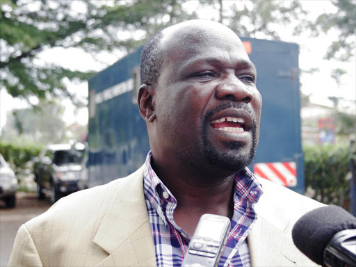 Muhoroni MP Onyango Koyoo addresses the press in Kisumu town on January 29., 2015 .He has called for immediate sacking of Labour CS Kazungu Kambi.