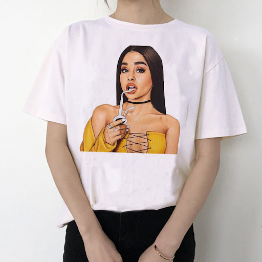 Title 2, American Female Singer Print Short Sleeve Shirt...