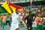 Aguibou Camara of Guinea celebrates after their Africa Cup of Nations last 16 match win against Equatorial Guinea at Stade Olympic de Ebimpé in Abidjan, Ivory Coast on Sunday. 