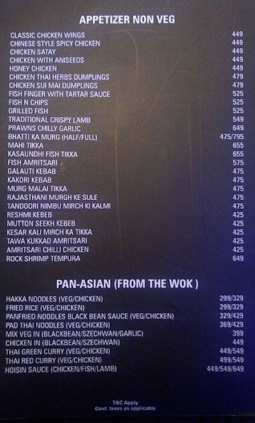 Crystal Bar & Lounge menu 