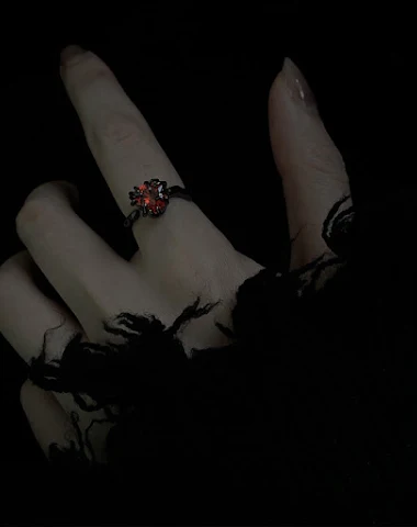 Niche Design Black Alloy Finger Rin - 0