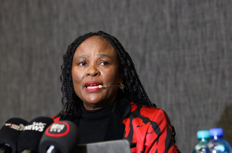 Advocate Busisiwe Mkhwebane during a media briefing at The Capital Hotel on June 13 2023 in Sandton. Her briefing provided an update on the latest in her section 194 inquiry and allegations of extortion, bribery and corruption against key people.