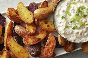Caramelized Onion Dip with Roasted Fingerling Potatoes