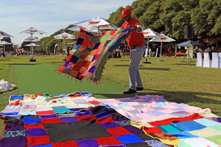 IN PICS | Hundreds of knit for Madiba blankets on display at Joburg school