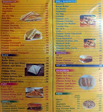Rajshree Sandwich menu 
