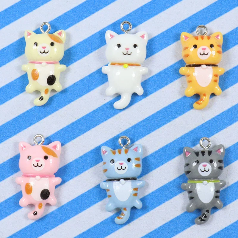Resin Cartoon Cute Flat Glossy Cat DIY Ornament Accessories, perfect for crafting, adding charm, and personalizing your 