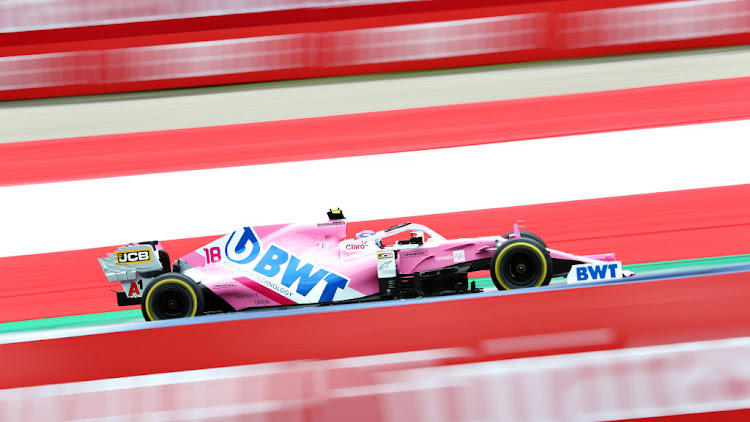 Lance Stroll of Canada driving the (18) Racing Point RP20 Mercedes on track during practice for the F1 Grand Prix of Austria at Red Bull Ring on July 03, 2020 in Spielberg, Austria.