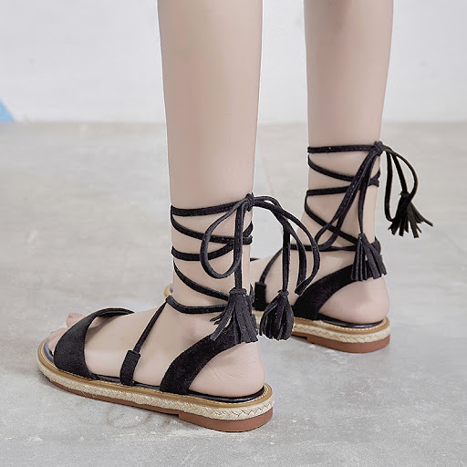 Title 5, Bohemian strappy flat seaside holiday sandals, ...