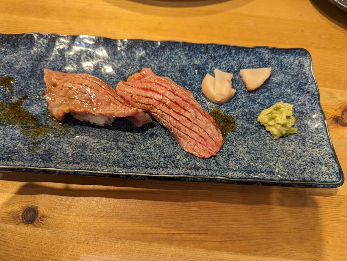 Wagyu sushi--not positive this is GF, but there was no sauce on the meat. Question would be if there's is mizuame in the rice vinegar.